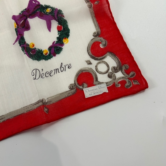 Dior Multicolor Silk Scarf with Red Border - Picture 5 of 7